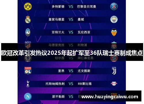 欧冠改革引发热议2025年起扩军至36队瑞士赛制成焦点